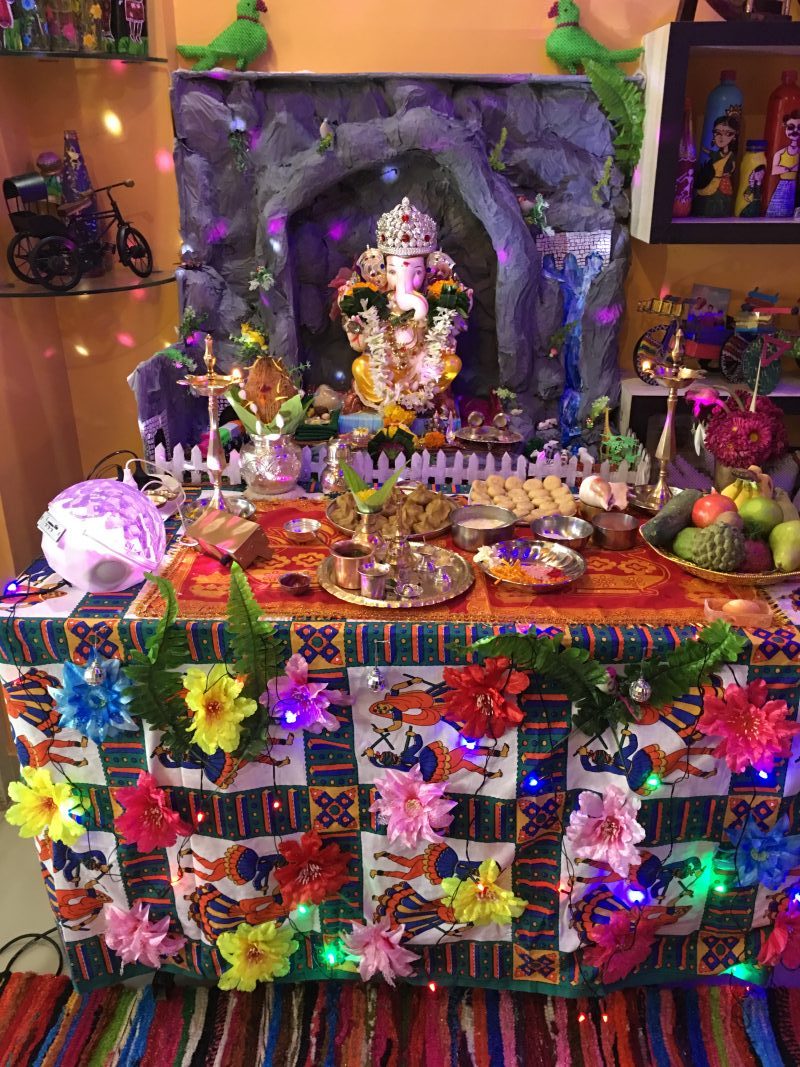 Eco-friendly decoration Cave With Waterfall | Ganapati Bappa Morya